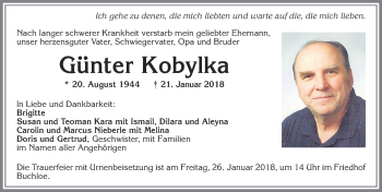 Traueranzeige von Günter Kobylka von Allgäuer Zeitung, Kaufbeuren/Buchloe