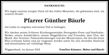 Traueranzeige von Günther Bäurle von Allgäuer Zeitung