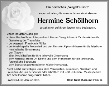 Traueranzeige von Hermine Schöllhorn von Allgäuer Zeitung,Kempten