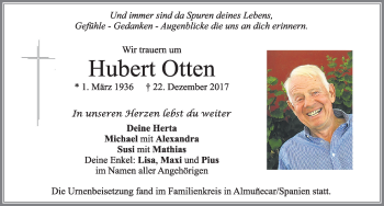 Traueranzeige von Hubert Otten von Allgäuer Zeitung, Füssen