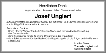 Traueranzeige von Josef Unglert von Memminger Zeitung