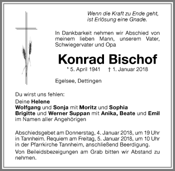 Traueranzeige von Konrad Bischof von Memminger Zeitung