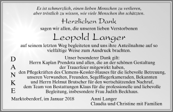 Traueranzeige von Leopold Langer von Allgäuer Zeitung, Marktoberdorf