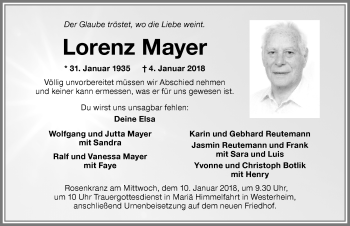Traueranzeige von Lorenz Mayer von Memminger Zeitung