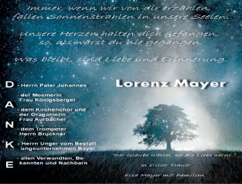 Traueranzeige von Lorenz Mayer von Memminger Zeitung