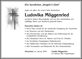 Traueranzeige von Ludovika Möggenried von Allgäuer Zeitung, Marktoberdorf