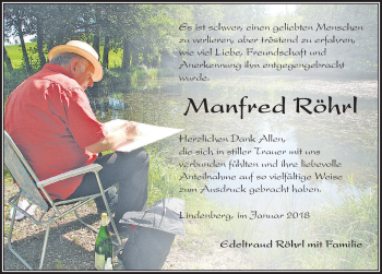 Traueranzeige von Manfred Röhrl von Der Westallgäuer