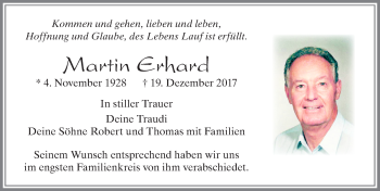 Traueranzeige von Martin Erhard von Allgäuer Zeitung, Füssen