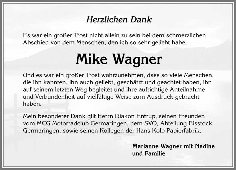  Traueranzeige für Mike Wagner vom 05.01.2018 aus Allgäuer Zeitung, Kaufbeuren/Buchloe