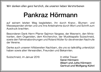 Traueranzeige von Pankraz Hörmann von Allgäuer Zeitung, Marktoberdorf