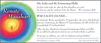 Traueranzeige von Renate Maushart von Allgäuer Zeitung, Kaufbeuren/Buchloe