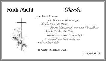 Traueranzeige von Rudi Michl von Allgäuer Zeitung,Kempten