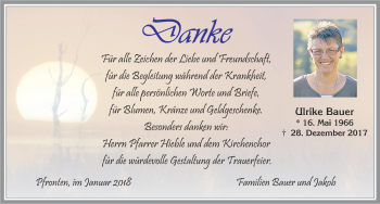 Traueranzeige von Ulrike Bauer von Allgäuer Zeitung, Füssen
