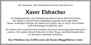 Traueranzeige von Xaver Eldracher von Allgäuer Zeitung, Kaufbeuren/Buchloe