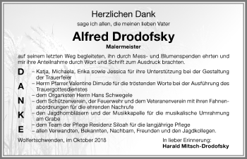 Traueranzeige von Alfred Drodofsky von Memminger Zeitung