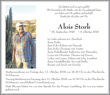 Traueranzeige von Alois Stork von Allgäuer Zeitung