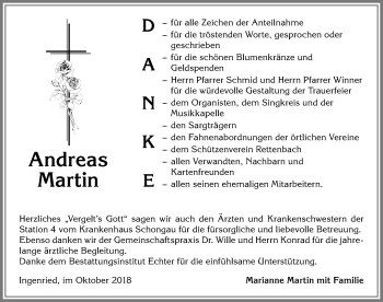 Traueranzeige von Andreas Martin von Allgäuer Zeitung, Marktoberdorf