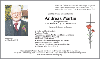 Traueranzeige von Andreas Martin von Allgäuer Zeitung, Marktoberdorf