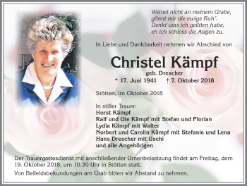 Traueranzeige von Christel Kämpf von Allgäuer Zeitung, Marktoberdorf