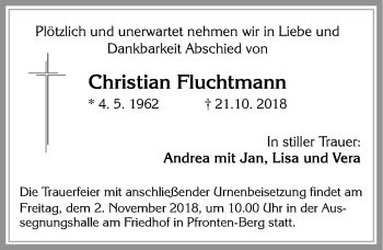Traueranzeige von Christian Fluchtmann von Allgäuer Zeitung, Füssen