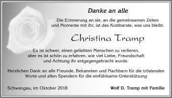 Traueranzeige von Christina Tramp von Allgäuer Zeitung, Füssen