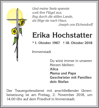Traueranzeige von Erika Hochstatter von Allgäuer Anzeigeblatt
