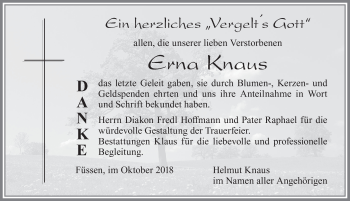 Traueranzeige von Erna Knaus von Allgäuer Zeitung, Füssen