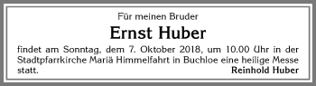 Traueranzeige von Ernst Huber von Allgäuer Zeitung, Kaufbeuren/Buchloe