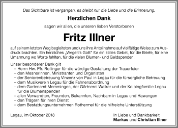 Traueranzeige von Fritz Illner von Memminger Zeitung