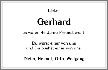 Traueranzeige von Gerhard  von Allgäuer Anzeigeblatt