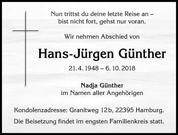 Traueranzeige von Hans-Jürgen Günther von Allgäuer Zeitung,Kempten