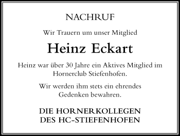 Traueranzeige von Heinz Eckart von Der Westallgäuer