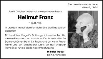 Traueranzeige von Hellmut Franz von Memminger Zeitung
