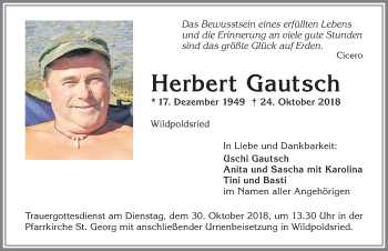 Traueranzeige von Herbert Gautsch von Allgäuer Zeitung,Kempten
