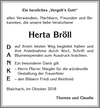 Traueranzeige von Herta Bröll von Allgäuer Anzeigeblatt