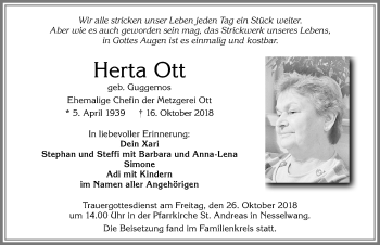 Traueranzeige von Herta Ott von Allgäuer Zeitung, Füssen