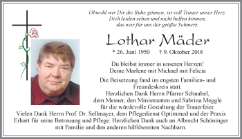 Traueranzeige von Lothar Mäder von Allgäuer Zeitung, Füssen