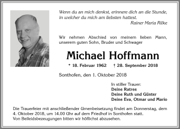 Traueranzeige von Michael Hoffmann von Allgäuer Anzeigeblatt