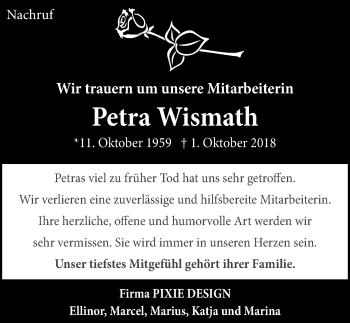 Traueranzeige von Petra Wismath von Allgäuer Zeitung, Füssen