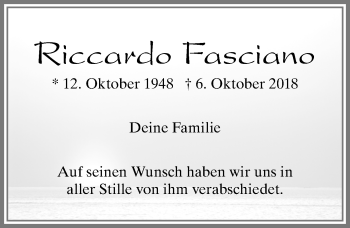 Traueranzeige von Riccardo Fasciano von Allgäuer Zeitung, Füssen