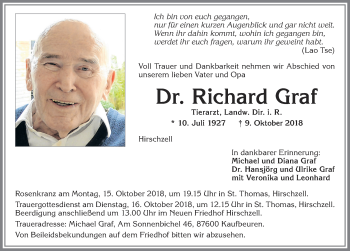 Traueranzeige von Richard Graf von Allgäuer Zeitung, Kaufbeuren/Buchloe