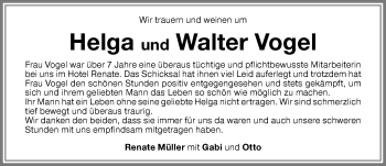 Traueranzeige von Walter Vogel von Memminger Zeitung