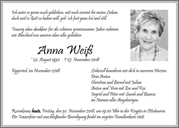 Traueranzeige von Anna Weiß von Memminger Zeitung