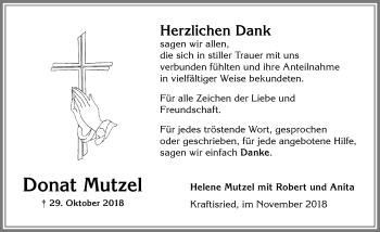Traueranzeige von Donat Mutzel von Allgäuer Zeitung, Marktoberdorf