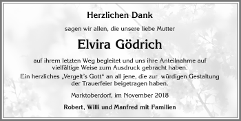 Traueranzeige von Elvira Gödrich von Allgäuer Zeitung, Marktoberdorf