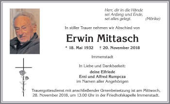 Traueranzeige von Erwin Mittasch von Allgäuer Anzeigeblatt