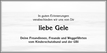 Traueranzeige von Gele  von Allgäuer Zeitung, Kaufbeuren/Buchloe