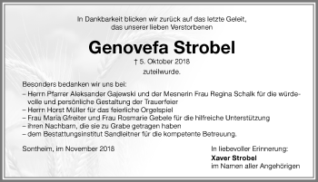Traueranzeige von Genovefa Strobel von Memminger Zeitung