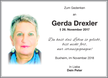 Traueranzeige von Gerda Drexler von Memminger Zeitung