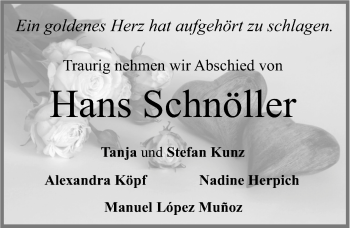 Traueranzeige von Hans Schnöller von Allgäuer Zeitung, Füssen